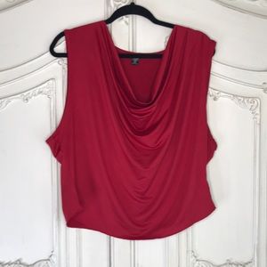 Plus Size Cowl Neck Tank Top Sz 4x US 20 red burgundy staple holiday item cute